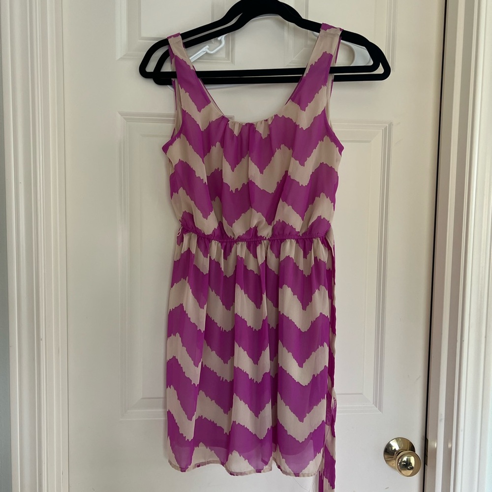 Purple and Cream Mini Dress Size XS